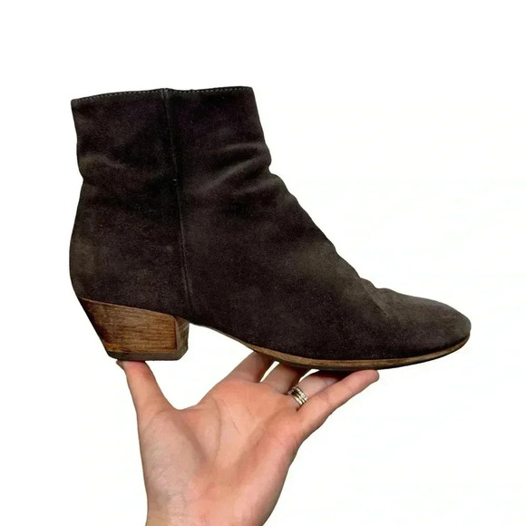 Common Projects Shoes - Woman by Common Projects Suede Zipper Ankle Boots in Charcoal Sz:39